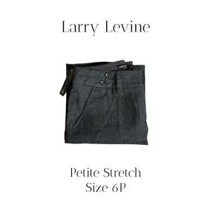NWT Larry Levine Petite Stretch SPT Dress Pants Slacks Dark Gray Blue Size 6P